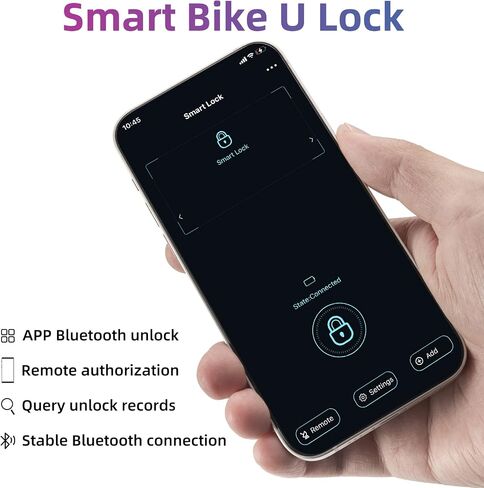 ROCKBROS Smart Bike U Lock Fingerprint Bike Lock App Remote Unlock Heavy Duty Bicycle Lock Waterproof Bicycle U-Lock for Bike Motorcycle Scooter in Saudi Arabia
