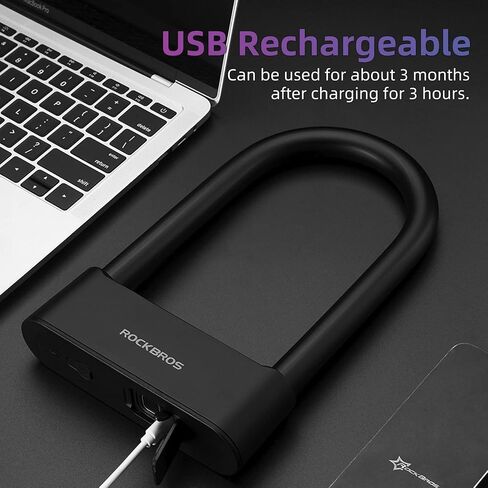 ROCKBROS Smart Bike U Lock Fingerprint Bike Lock App Remote Unlock Heavy Duty Bicycle Lock Waterproof Bicycle U-Lock for Bike Motorcycle Scooter in Saudi Arabia
