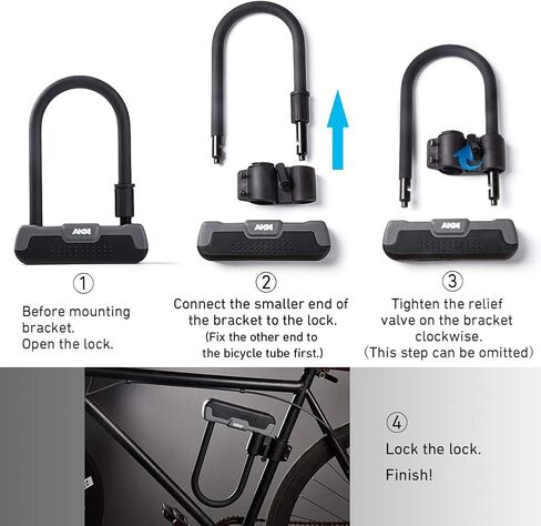 Bike U Lock 18mm Heavy Duty Combination Bicycle U Lock Shackle 6ft Length Security Cable with Sturdy Mounting Bracket and Keys,Anti-Theft Motorcycle Lock,Security for Scooter,Motorbike,Black in Saudi Arabia