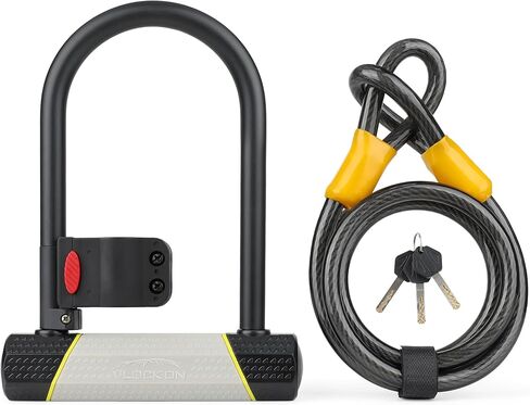 قفل دراجة SUNYA شديد التحمل مضاد للسرقة، قفل دراجة مع 3 مفاتيح أمان عالي، قفل U للدراجة 180 × 250 مم + كابل 4.9 قدم. مناسب لدراجات سكوتر الطرق الجبلية القابلة للطي in Kuwait