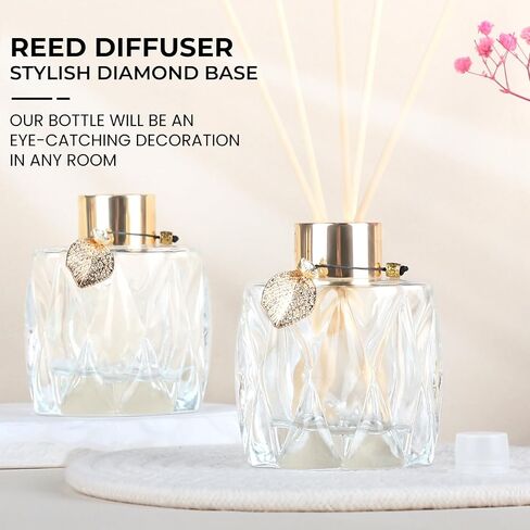 TRIFOLIC 4Pcs Reed Diffuser Set with Metal Golden Decoration, Empty Reed Diffuser Bottles with 20Pcs Reed Diffuser Sticks, Unique Design Bottles for Home and Office(Prismatic) in Saudi Arabia