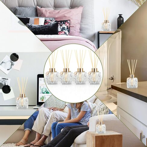 TRIFOLIC 4Pcs Reed Diffuser Set with Metal Golden Decoration, Empty Reed Diffuser Bottles with 20Pcs Reed Diffuser Sticks, Unique Design Bottles for Home and Office(Prismatic) in Saudi Arabia