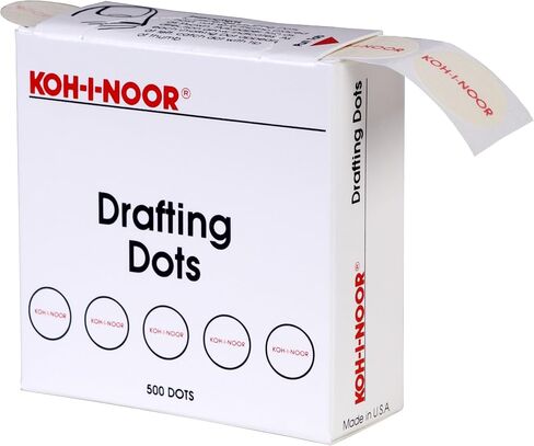 Koh-I-Noor Drafting Dots, 7/8 Inches Diameter, 500 per Box, White, 1 Box (25900J01) in Saudi Arabia