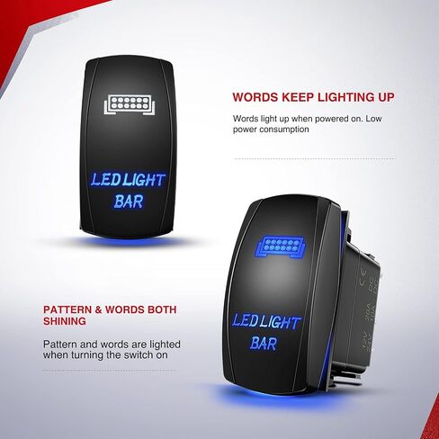 Nilight 16AWG LED ضوء شريط الأسلاك تسخير عدة 12V تشغيل / إيقاف 2 عصابة الليزر المحفور LED أضواء جراب الروك لوحة التبديل السلطة التتابع الصمامات 5Pin تبديل التبديل للسيارات قارب ATV الشاحنات - 4 يؤدي، 2 سنة الضمان in Saudi Arabia