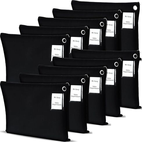 Sanwuta Interoffice Mailer Canvas Transit Sack Zipper Bag 18" x 14" Large Zipper Bag with Grommet Interoffice Mail Bag (Black,10 Pcs) in Saudi Arabia