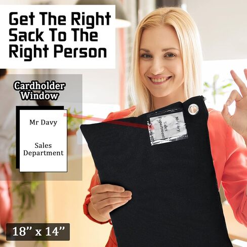 Sanwuta Interoffice Mailer Canvas Transit Sack Zipper Bag 18" x 14" Large Zipper Bag with Grommet Interoffice Mail Bag (Black,10 Pcs) in Saudi Arabia