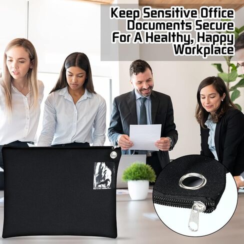 Sanwuta Interoffice Mailer Canvas Transit Sack Zipper Bag 18" x 14" Large Zipper Bag with Grommet Interoffice Mail Bag (Black,10 Pcs) in Saudi Arabia