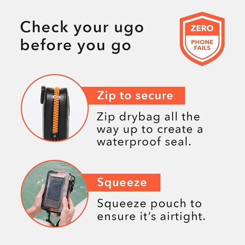 حافظة هاتف مقاومة للماء من ugo wear - حقيبة جافة عائمة عالمية للهواتف المحمولة - حقيبة حماية شفافة - متوافقة مع شاشة اللمس - هاتف 2.0 أسود Geo - يناسب الهواتف المحمولة حتى 7 بوصات in Kuwait