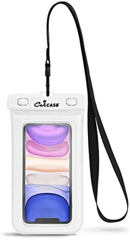 CaliCase Extra Large Waterproof Floating Phone Pouch - IPX8 Waterproof Floating Phone Case with Lanyard for iPhone X-14/ S20-S23/ Pixel 1-7 - Yellow Glow in The Dark in Saudi Arabia