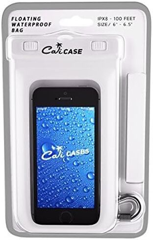 CaliCase Extra Large Waterproof Floating Phone Pouch - IPX8 Waterproof Floating Phone Case with Lanyard for iPhone X-14/ S20-S23/ Pixel 1-7 - Yellow Glow in The Dark in Saudi Arabia