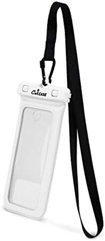 CaliCase Extra Large Waterproof Floating Phone Pouch - IPX8 Waterproof Floating Phone Case with Lanyard for iPhone X-14/ S20-S23/ Pixel 1-7 - Yellow Glow in The Dark in Saudi Arabia
