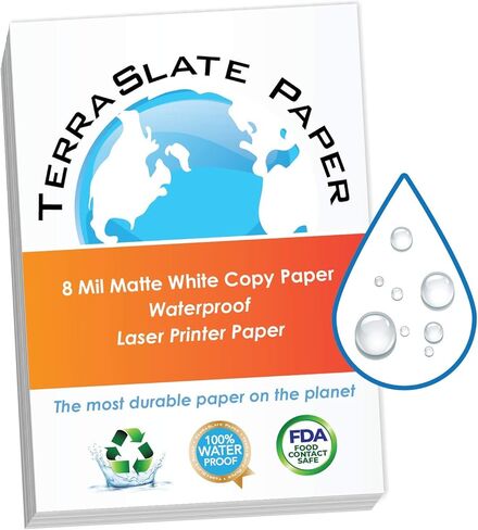 طابعة ليزر TerraSlate مقاومة للماء، مقاومة للماء، 8 مل، 8.5 × 11 بوصة، 1000 ورقة in Kuwait