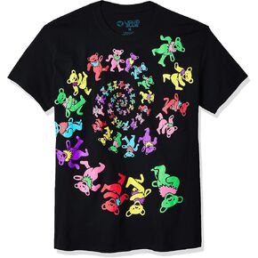 Liquid Blue Unisex-Adult Standard Grateful Dead Spiral Bears Blacklight T-Shirt