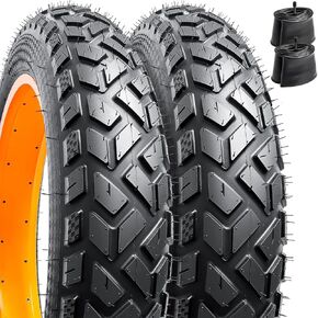 2-PCS 20" Heavy Duty E-Bike Tires 20 x 4.0/102-406 and 2-PCS Bike Tubes 20x4.0 Scharder Valve with 2 Nylon Rim Strips Compatible with 20x4.0 E-Bike Bicycle Tires and Tubes (A-828)