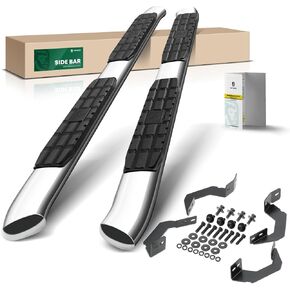 YHTAUTO 4.25" Running Boards Side Steps Fit Toyota Tacoma 2005-2023, Crew Cab, Oval Bent Ends Stainless Steel Polished Chrome, Truck Cab Side Step Rails Off-Road Exterior Accessories, Set of 2