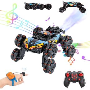 RC Stunt Car for Kids, 8Wd Gesture Sensing Stunt Rc Cars Toys for Boys Age 8-13, 2.4Ghz Hand Remote Control Car with Lights Music Spray, Cool Birthday Girls Toy for Boys Girls Kids 8-13 Year