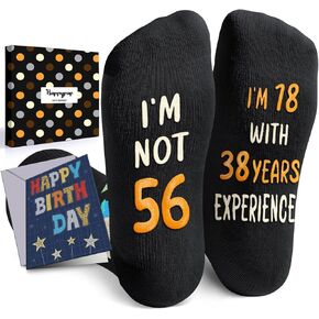 HAPPYPOP 55th 60th Birthday Gifts for Men Women - Socks for Mom Dad, Gift Ideas for her him in 50s With Greeting Card