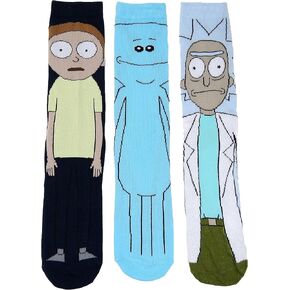 Rick and Morty Mens Casual Crew Socks 3 Pair Pack