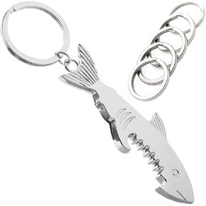 HXYCNNA Shark Keychain, Shark Bottle Opener Keychain, Shark Lover Gifts, Car Key Chain for Men, Safety Keychain, Key Chain Charms with 5 Keyrings, Birthday Gifts for Men/Boyfriend/Husband
