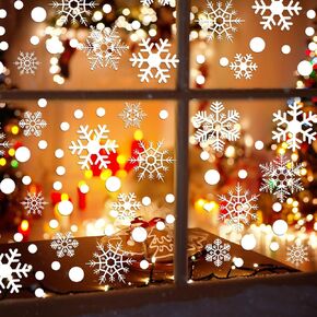 Amaxiu Snowflakes Window Clings Christmas Decorations, 228 Pcs 8 Sheets Snowflakes Decor Double Sides Christmas Window Stickers Decals for Home Party Christmas Decor(228)
