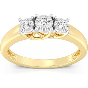 GILDED 3-Stone Lab Grown Diamond Gold Plated Sterling Silver or Sterling Silver Anniversary Ring