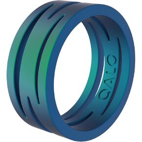 QALO Women's Rubber Silicone Ring, Holographics Zaha Silicone Rubber Wedding Band, Breathable, Durable Engagement Silicone Ring, 9mm wide, 2mm thick, Multi Colors & Sizes