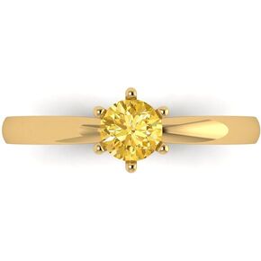 Clara Pucci 0.50 ct Round Cut Solitaire Canary Yellow Simulated Diamond Bridal Designer Anniversary Engagement Ring in 14k yellow Gold