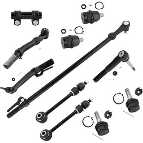 DS300008 ES3420S ES80754 ES80755 DS80749 K8607T K80026 K750138 Front Tie Rod Adjusting Sleeve Drag Link Upper & Lower Ball Joints Sway Bars for Ford F-250 F-350 Super Duty 2005-2007, Pack of 11