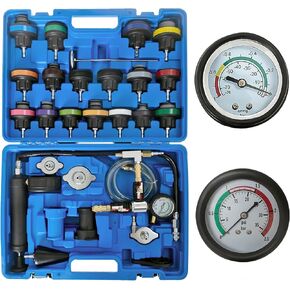 28-Piece Coolant Pressure Tester Kit & Coolant Vacuum Refill Kit Radiator Pressure Tester Kit with 17 Radiator Adapters Universal Cooling System Radiator Leak Tester & Refiller