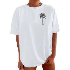 SOLY HUX Women's Letter Graphic Oversized Tees Half Sleeve T Shirt Summer Casual Tops
