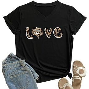 DANVOUY Graphic Tees Cute Funny V-Neck Shirt Tops