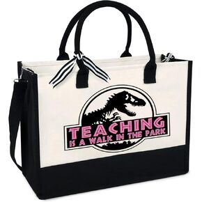 Teacher Gifts,Teacher Appreciation Gifts for Women,Teacher Bag,Teacher Christmas Gifts,Teacher Birthday Gifts,13oz Canvas Tote Bag With Zipper Pocket