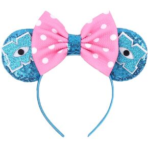 FACHPINT Pink Bigeyemonster Mouse Ears for Girl, Sequin Mouse Ears for Boy, Classic Pink Cute Mouse Ears for Adult Party Decoration