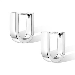 925 Sterling Silver Earrings for Women Small Chunky Silver Hoop Earrings Hypoallergenic Silver Earrings Small Thick Huggie U Hoops Earrings for Jewelry Gifts
