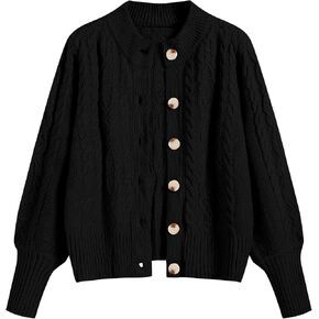ZAFUL Women's Cardigan Sweaters Cropped Button Down Cable Knit Lightweight Jackets Fall Fashion 2024