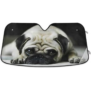 Car Windshield Sun Shade Cute Pugs Dogs Pattern Foldable Car Front Windshield Sunshade Blocks UV Rays Sun Visor Sun Heat Protection for Car Truck SUV to Keep Your Vehicle Cool,Large