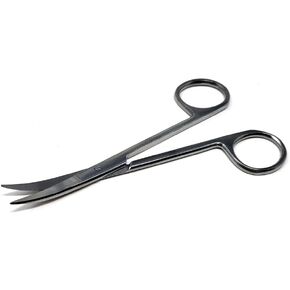 Premium Iris Supercut Micro Dissecting Scissors Curved 4.5" with One Serrated Blade (HTI Brand)