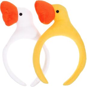 LOGOFUN 3D Goose Headband Colorful Goose Plush Hair Hoop Cute Animal Goose Headwear for Kids Girls Adult Halloween Costume Accessories