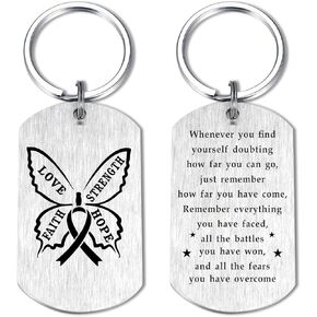 Laluminter Cancer Gifts for Women - Love Faith Strength Hope - Breast Cancer Survivor Keychain - Thoughtful Recovery Gift for Cancer Patients Men Kids