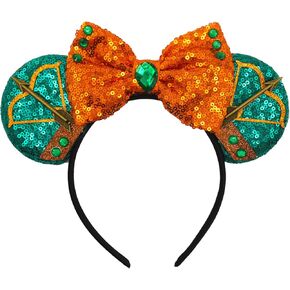 Mouse Ear Headbands for Women, Cute Princess Merida Bows Ear Hairbands for Adult, Glitter Merida Costume Hiar Accessories Birthday Party Decorations