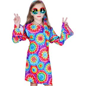 Girl's 60s 70s Flower Hippie Costume Fancy Dress