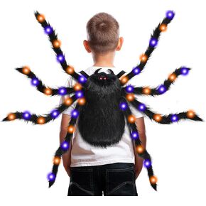Halloween Spider Costume for Kids, Spider Backpack with LED Lights, Plush Spider Halloween Accessories Decor in Saudi Arabia
