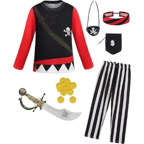 AmzBarley Boys Pirate Costume Toddler Kids Pirate Costume Accessories Theme Party Cosplay Halloween Dress Up Outfits Set