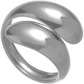 Delicate Stainless Steel Dome Ring for Women Chunky Adjustable Band Couple Gift