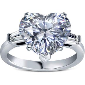 Savlano 18K Gold Plated Heart Cut Cubic Zirconia 3 Stone Wedding Engagement Women Statement Ring Comes Gift Box