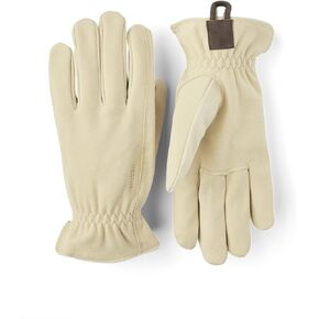 Hestra Unisex Chamois Work Glove, Natural Leather 5-Finger Gloves for Outdoor Hiking, Hunting & Yard Work for Men & Women