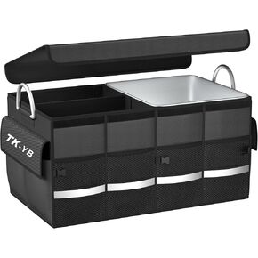 Fully Washable Car Trunk Organizer, Trunk Organizer for SUV & Truck Storage for Car Accessories for Women Men, Sturdy Side Walls, Car Large Capacity Car Organizer.23.63" × 11.85" × 13.74"