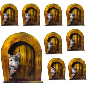 10Pcs Interesting Scaredy Mice Mouse Hole 3D Wall Sticker,Mouse Hole Wall Decal,Realistic Decor Decal,Kids Room,Classroom,Home, Bedroom,Bookcase,Mice and Men,Baseboard Buddy Wall Stickers