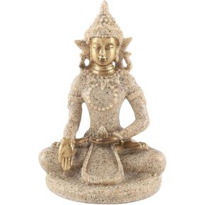 Haofy Meditating Seated Buddha Statue Statue Buddha Carving Figurine Craft for Home Decoration Ornament(A Golden)