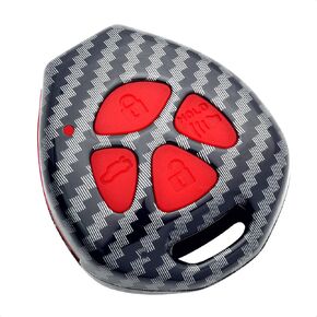 Carbon Fiber Textured Black Silicone Smart Key Fob Compatible with Pontiac Vibe Scion FR-S IQ TC XB XD for Subaru BRZ for Toyota 4RUNNER Avalon Camry Corolla Matrix RAV4 VENZA Yaris